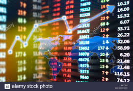 Stock Market Chart Financial Data On Electronic Board With