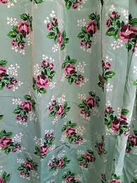Gorgeous 2 Panels Vintage 1940s 1950s Floral Roses Floor Length Drapes Curtains Shades Of Green Pink Drapes Curtains Curtains Vintage Curtains