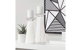 Candle holders modern table glass lot goblet dining centerpieces candlestick pillar crystals swiecznik home decor bi50ch. Color Plus Meghan Winter White Glass Pillar Candle Holder Set Of 2