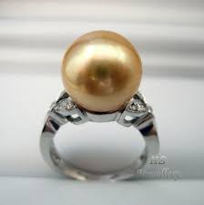 Hs Rare Top Golden South Sea Cultured Pearl 12 5mm Diamonds 18tcw 18kwg Ring Diamond Cultured Pearls Pearls