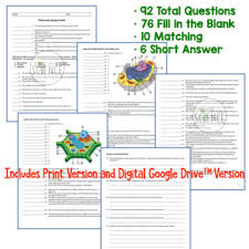 The centrosome splits into two small round bodies called centrioles. Plant Animal Cells Quiz Or Study Guide Printable And Digital Distance Learning