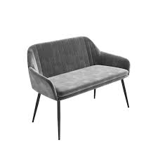 Buy products such as oregon industrial metal dining/entryway bench in clear brushed silver by lumisource at walmart and save. Grey Velvet Dining Bench With Black Legs And High Back Seats 2 Logan Furniture123