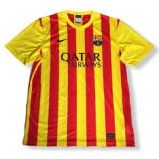 Cheap barcelona jerseys shirts kit wholesale replica,cheap fcb jersey,barca jerseys. Nike Fc Barcelona Soccer Jersey Striped Football Qatar Airways Fcb Yellow Large Ebay