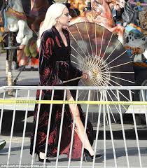 No, not gonna blend in. Lady Gaga Films American Horror Story Hotel In A Gothic Inspired Outfit Daily Mail Online