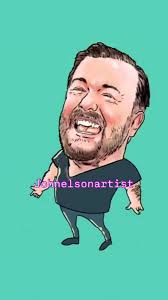 Ricky Gervais caricature laughing by #johnelsonartist , Get yours drawn?,  #portrait rickygervais @rickygervais #caricature