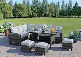 Rattan Garden Furniture Corner Sofa Dining Table Set Stools Bench Free Cover Gartenmobel Sets Rattan Gartenmobel Gartensofa