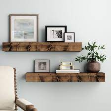 Three Posts Wadebridge Wood Floating Shelf Reviews Wayfair Floating Shelves Living Room Shelf Decor Living Room Living Room Shelves