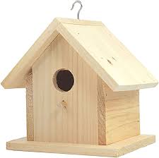 Bird house from a natural log. Amazon Com Unfinished Birdhouse To Paint For Birdwatching With Perch Natural Wood Pine Frame For Finches And Songbirds Heavy Duty Outdoor Hanging Use 6 5 Garden Outdoor