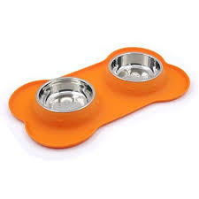 Superdesign Stainless Steel Double Bowl Set In Bone Shape Silicone Stand For Dog Or Cat Medium Orange You Can Get Additional Deta Puppy Bowls Stainless Bowl