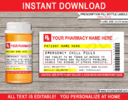 Free printable prescription labels joke / printable fake prescription labels | peterainsworth : Prescription Chill Pill Labels Template Emergency Chill Pills Gag Gift