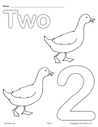 Free printable coloring page for preschoolers with number 2. Printable Animal Number Coloring Pages Numbers 1 10 Supplyme