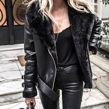 Womens Shearling Biker Jacket With Images Fashion Jackets