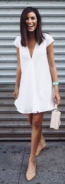 Short White Summer Dress Women Fashion Outfit Clothing Style Apparel Roressclothes Closet Idea Business Casual Dresses Casual Dresses For Women Casual Dress