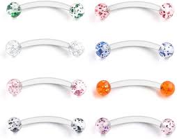 Glitter Bioflex Acrylic Curved Barbell Snake Eyes Tongue Ring Retainer Piercing 14g 8pcs Body Jewelry Aliexpress