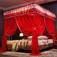 Get up to 70% off canopy bed. Buy Lotus Karen 4 Corners Post Bed Canopy Gorgeous Lace Bed Curtains For Girls And Ladies 3 Opening Red Mosquito Net Romantic Princess Bedding Queen Size Online In Turkey B07t2v3mx3