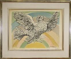 View friedenstaube und sonne (1962) by pablo picasso; Original Lithographie Pablo Picasso Regenbogen Taube Von Peace 1952 Signiert Eur 12 868 44 Picclick De