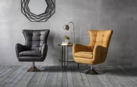 Dorotha Swivel Leather Wingback Chair Leather Wingback Chair Arm Chairs Living Room Leather Swivel Chair