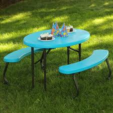 Lifetime Oval 1 Piece Glacier Blue Kids Picnic Folding Table Glacier Blue Bronze Sand Plastic Picnic Tables Kids Picnic Table Picnic Table