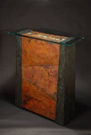 Side table, end table, telephone table with mesh shelf, high and narrow, hallway, living room,metal, easy assembly, space saving,industrial. Tables David M Bowman Studio