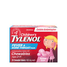Childrens Tylenol Fever Sore Throat Pain Chewables