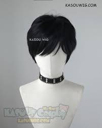 Short bob black color straight human hair capless wigs for women. Kasou Wig Banana Fish Eiji Okumura Short Black Fluffy Cosplay Wig Cosplay Wigs Anime Wigs Black Hair Wigs
