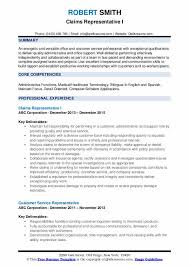 claims representative resume samples