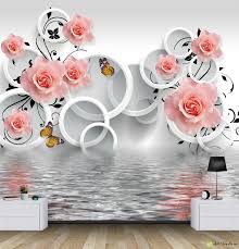 Aus der vielzahl an motiven. Photo Wallpaper 3d Effect Circles With Roses And Butterflies Fototapet Art Extraordinary Prints Are Prepared Only In Safe Odorless And 100 Eco Friendly Hp Latex Technology