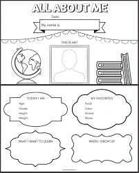 Some of the things on this all about me printable are: All About Me Printable Coloring Page Leslie Maddox