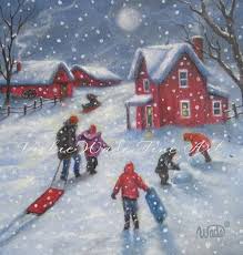 Snowflake Play Original Oil Painting Sledding Figure Etsy Farm Paintings Barn Painting Original Oil Painting