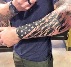 Cool patriotic us flag tattoo designs and ideas for men #tattoos #tattoosforguys future tattoos. Black And Grey Flag Tattoo Tattoos For Guys Badass Tattoos For Guys Cool Forearm Tattoos