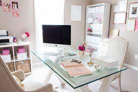 Bonnie Bakhtiari S Pink And Chic Home Office Office Tour Sayeh Pezeshki La Brand Logo And Web Designer Home Office Decor Home Office Space Home Office Design