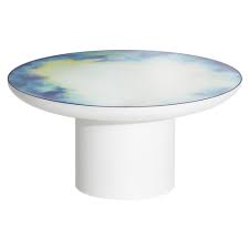 Boxed weight, approximately 115 lbs. Francis Large Round Mirror Coffee Table White Rouse Home