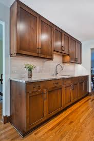 Galley Kitchen With Built In Buffet Crystal Cabinets