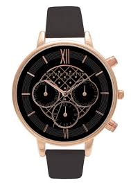 Black And Rose Gold Watch Womens Chrono Detail Watch Black Rose Gold Rose Gold Watches Olivia Burton Olivia Burton Watch