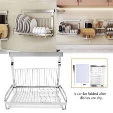 Stainless Steel Wall Mount Drainer Dish Drying Rack Kitchen Storage Wish Discover amazing prices on wall mounted dish rack. stainless steel wall mount drainer dish drying rack kitchen storage wish