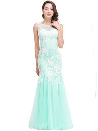 Elle est simple a assortir et feminine. Robe De Soiree Bal Sirene Longue Vert D Eau Tulle Dentelle Bicolore
