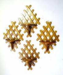 Vintage Popsicle Stick Shelves Four Vintage Folk By Flabbyrabbit Smallwoodcrafts Popsicle Stick Art Craft Stick Crafts Diy Popsicle Stick Crafts