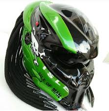Predator Helmet Custom Motorcycle Black Green Approved Dot
