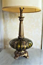 Hollywood Regency Ornate Avocado Green Glass Table Lamp Ornate Cast Metal Base And Sleek Neck Rose Filigree In The Blown Glass Table Lamp Beautiful Lamp Lamp