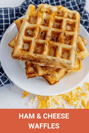 Crispy Ham And Cheese Waffles Recipe Savory Waffle Recipe Waffle Recipes Waffle Iron Recipes