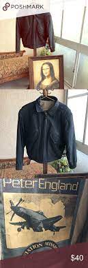 Peter England Leather Bomber Jacket Aviation Leather Bomber Jacket Vintage Jacket Leather Bomber