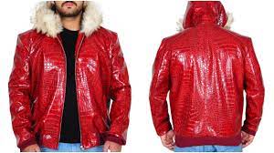 Men Fashion Red Biker With Fur Hoodie Jacket Jackets Men Fashion Fashion Fur Hoodie Jacket