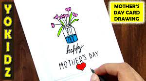 Immediately i was drawn to the light pink paper with small flower bunches. How To Draw Mothers Day Card Mothers Day Drawings Youtube