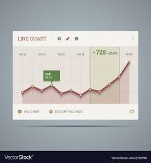 Widget With Growing Line Chart And Icons