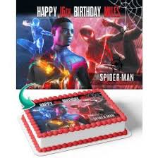 Spider Man Miles Morales Edible Image Cake Topper Personalized Birthday Sheet Decoration Custom Party Frosting Transfer Fondant Edible Image Cake Edible Images Edible Image Cake Topper