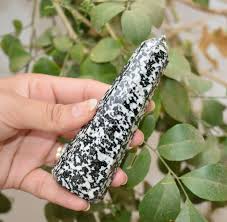 Black And White Spotted Gemstone On Hot Sale Black White Spotted Natural Obelisk Tower Jumbo Massage Healing Wand 180 Gms By Csi Healing Wands Green Aventurine Crystal Natural Crystals
