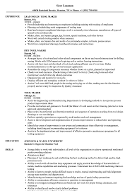tool maker resume samples velvet jobs