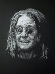Ozzy Osbourne " Pasteldrawing 13x12 cm