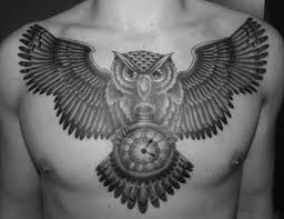 Black And White Owl Chest Tattoo Owl Chest Tattoo By Maartje Piratepiercing Turnhout Belgium Blue Iris Accent Owl Tattoo Chest Sleeve Tattoos Chest Piece Tattoos