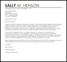 Resignation Letter Example Due To Illness Letter Samples Templates